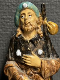 Heiligenbeeld Jacobus de Meerdere, Santiago de Compostella. 16 cm. Rubber