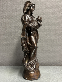 Heiligenbeeld Maria en kind op halve maan, gips,  23 cm (5)