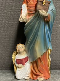 Heiligenbeeld Mattheus evangelist, 20 cm, resin, (2)