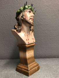 Heiligenbeeld Christus "Ecce Homo" gips 21 cm, licht beschadigd. (2)