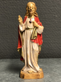 Heiligenbeeld Jezus Heilig Hart ,12 cm, rubber,  jaren '50 (5)