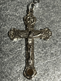 Rozenkrans, Heilige Communie, glaskralen, 54 cm, relikwie kruis Terra Catacumbarum