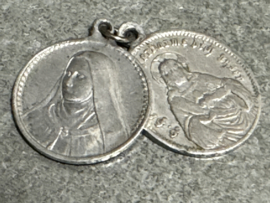 Scapulier Medaille met Theresia van het Kindje Jezus en Onze Lieve Vrouw van de Berg Karmel, 2.5 CM