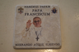 Marmeren tegel Paus Franciscus 10 x 10 cm (2)