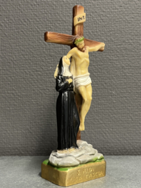 Heiligenbeeld Rita van Cascia onder het kruis, resin, 20 cm (3)