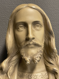 Heiligenbeeld Jezus Heilig Hart, gips, 36 x 36 cm, antiek (0)