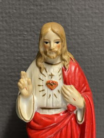 Heiligenbeeld Jezus Heilig Hart beeldje porselein jaren 50 , 18 cm (10)