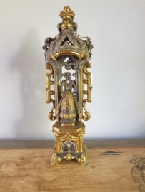 Tin/vuur verguld souvernier Maria O.L.V Hal/Lourdes, 23 CM (35)