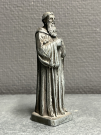 Heiligenbeeld Benedictus van Nursia, Tin, 10 cm (3)