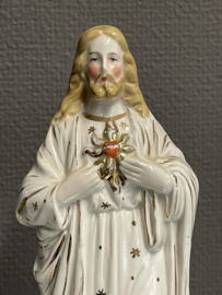 Heiligenbeeld Jezus Heilig Hart, biscuit porselein, 1900, 27 cm (8)