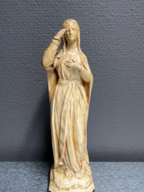 Gerestaureerd Maria beeldje, 20 cm, gips (10)