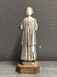 Heiligenbeeld Pastoor van Ars, Johanes Maria Vianney,  tin, 14cm. (3)