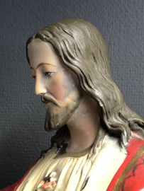 Heiligenbeeld Jezus Heilig Hart, 1900 kleine beschadigingen, gips, 70 cm