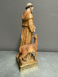 Beeld Heilige Franciscus van Assisi, met hert, 21 cm, resin (3)