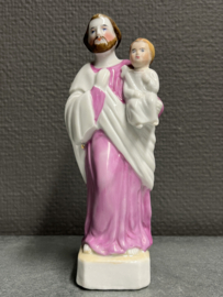 Heiligenbeeld Jozef met kind, biscuit porselein, 17 cm, (1)