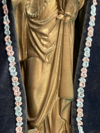 Heiligenbeeld Maria met kind, op halve maan met slang, gips, 36 cm (1)