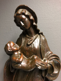 Heiligenbeeld Maria met kind, op halve maan, gips, 61 cm 1930 (G)