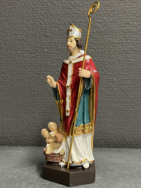 Heiligenbeeld Nicolaas (sinterklaas) met kinderen in pekelvat, 15 cm resin,  (10)