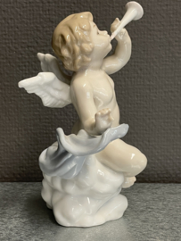 Engel met trompet, LLadro immitatie, 16 cm, porselein (0)