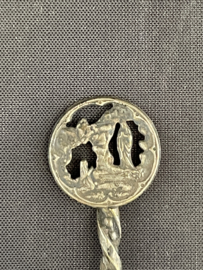 Lepeltje, zilver, Lourdes souvenir,  11 cm (5)