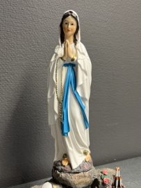 Heiligenbeeld Maria O.L.V van Lourdes en Bernadette met licht en muziek, 32 cm, resin (14)