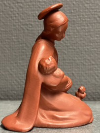 Heiligenbeeld Maria met kind en vogel, Hummel (HX237/A 1952), 10 cm terracotta (11)