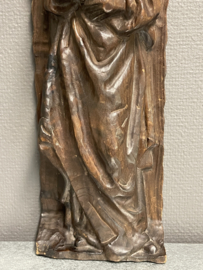 Plaquette Heilige Maria met Kind, Duits eiken hout, 49 x 14 cm  (2)