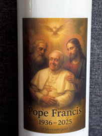 Noveenkaars Herdenking Paus Franciscus, brandt 9 dagen en nachten. 100% Plantaardige Olie.
