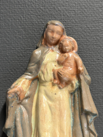 Plaquette Maria met kind, aardewerk jaren '50, 30 CM (2)