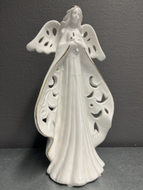 Engelenbeeld met kruis, porselein, 28 cm (0)