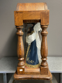 Heiligenbeeld Maria, schrijn met wassen beeld, eikenhout, 45 x 28 x 22 cm 1930 (1)