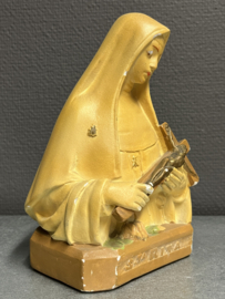 Heiligenbeeld Rita van Cascia, antiek borstbeeld, gips, 20cm (5)