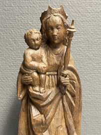 Heiligenbeeld Maria met kind, eikenhout, 32 cm (3)