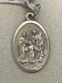 Devotiemedaille Heilige Familie en beschermengel, 2 cm