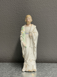 Heiligenbeeld Jozef, biscuit porselein 16 cm, voor 1900, (1)