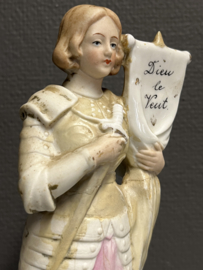 Heilige Jeanne D'arc, biscuit porselein, 27 cm, eind 1800 (10)