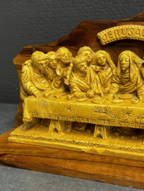 Laatste Avondmaal – handgemaakt olijfhouten reliëf uit Jeruzalem