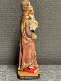 Heiligenbeeld Jozef, resin, 12 cm, huiselijk geluk. (5)