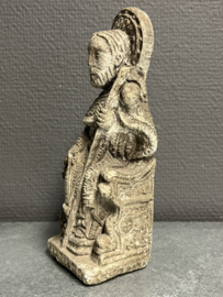 Heiligenbeeld Jacobus de Meerdere / Santiago de Compostella, zandsteen, 19 cm  (4)