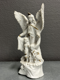 Engelenbeeld beschermengel met kinderen, Biscuit porselein, 15 cm, 1900 (0)