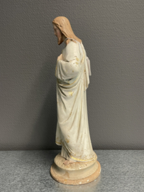 Heiligenbeeld Jezus Heilig Hart beeld, 35 cm, antiek beschadiging voet achter (1)