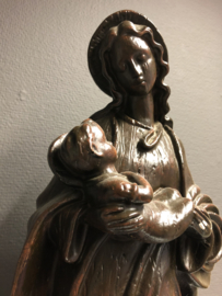 Heiligenbeeld Maria met kind, op halve maan, gips, 61 cm 1930 (G)
