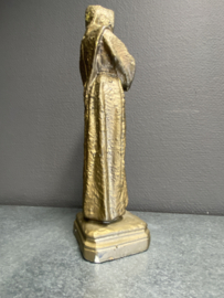 Franciscus van Assisi, goudkleurig , antiek 1930, 30 cm hoog. (4)
