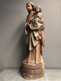 Heiligenbeeld Maria met kind, 62 cm, eikenhout,  (g)