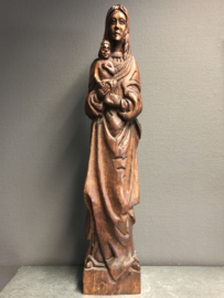 Heiligenbeeld Maria met kind, Eiken hout, Duits, 69 cm (G)