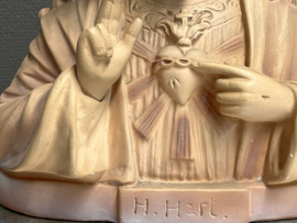 Jezus Heilig Hart, borstbeeld, terracotta, 31 x 31 cm, antiek (0)