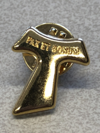 Tau kruis pin, goud kleurig, Pax et bonum