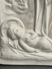 Plaquette Maria bij kribbe, gips,  25 x 19 cm (7)