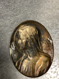 Antiek zilveren plaatje van Maria 4,5 x 3,5 cm