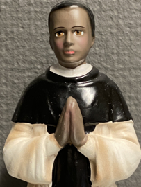 Heiligenbeeld Martinus de Porres, gips 20 cm (3)